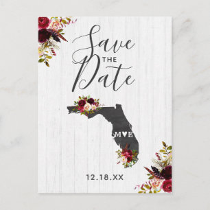 Bestemming Florida State Rustic Save the Date Aankondigingskaart