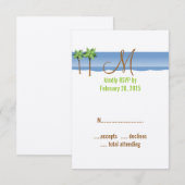 Bestemming Huwelijk RSVP Kaarten Monogram Palmboom Kaartje (Voorkant / Achterkant)