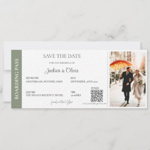 Bestemming Huwelijk Salie Groen Save The Date