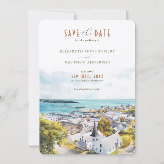 Bestemming Mackinac Island Michigan Bewaar de datu Kaart (Voorkant)