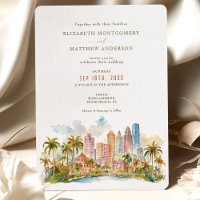 Bestemming Miami Beach met waterverf skyline