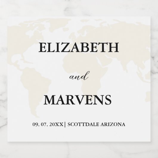 Bestemming Reizen Thema Bruiloft Sparkling Wijnetiket (Enkel label)