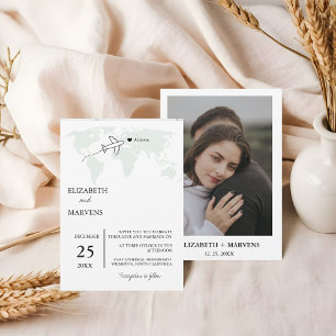 Bestemming Reizen thema wereldkaart Bruiloft Invit Kaart