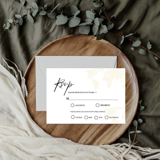 Bestemming Reizen Trouwthema RSVP Kaartje