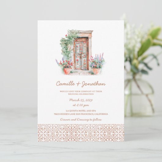 Bestemming Rustieke Foto Bruiloft Uitnodiging (Staand voorkant)