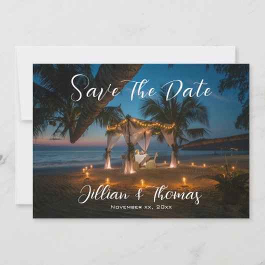 Bestemming Strand Bruiloft Bewaar de datum Kaart (Voorkant)