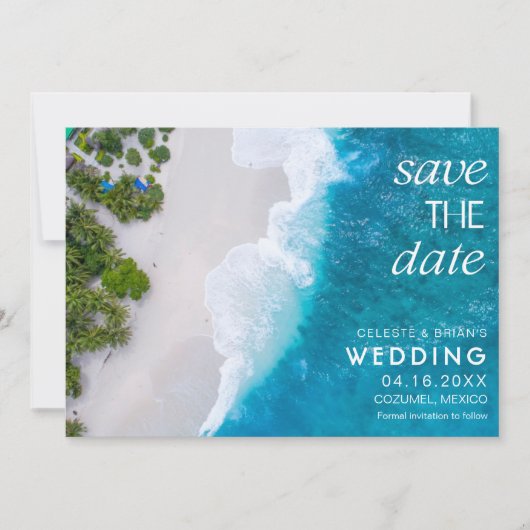 Bestemming Strand Huwelijksfoto Save The Date (Voorkant)