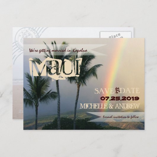 Bestemming Tropical Island Bewaar de datum Aankondigingskaart (Voorkant / Achterkant)