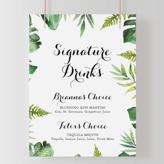 Bestemming Tropisch Groen Signature Drankjes Bord Poster