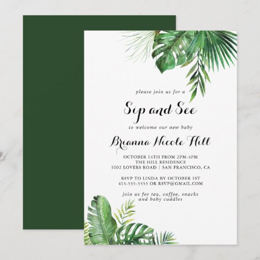 Bestemming Tropisch groen Snip en zie Kaart (Voorkant / Achterkant)