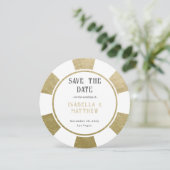 Bestemming Trouwdag Gouden Poker Chip Save The Date (Staand voorkant)