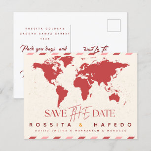 Bestemming Trouwdag Save the Date Sjabloon, Waterc Briefkaart