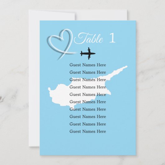 Bestemming Trouwen Cyprus Kaart Tabel Plan Kaart (Voorkant)