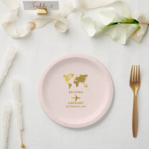 Bestemming Trouwfeest Wereld Paspoort Roze Goud Papieren Bordje