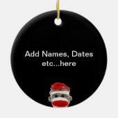 BESTEMMING VOOR DE AANGEPASTE TRENDY SOCK MONKEY KERAMISCH ORNAMENT (Achterkant)