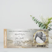 Bestemming Wedding Boarding Pass Tropical Beach Kaart (Staand voorkant)