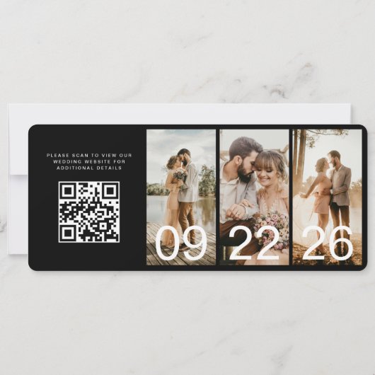 Bestemming Wedding Boarding Pass vliegtuig QR-code (Achterkant)