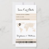 Bestemming Wereldkaart Elektronische instapkaart Save The Date (Voorkant)