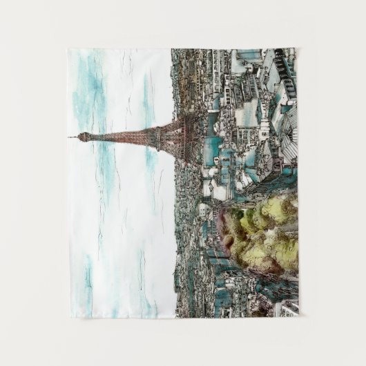 Bestemmingen |  Eiffeltoren in het Uitzicht van Pa Wandkleed (Voorkant)