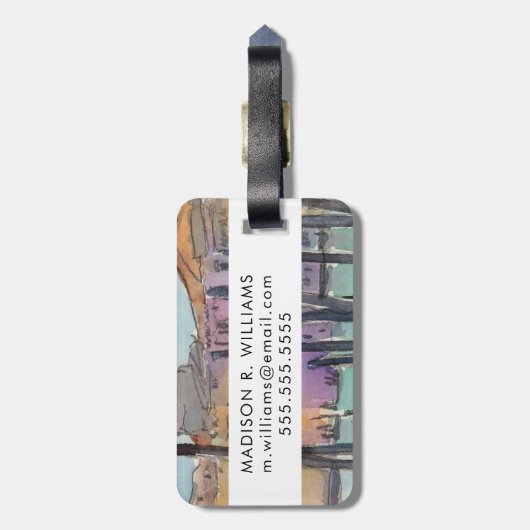 Bestemmingen | Twee Gondolas in Venice Sketch Bagagelabel (Achterkant verticaal)