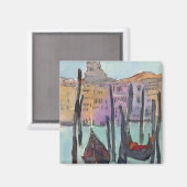 Bestemmingen | Twee Gondolas in Venice Sketch Magneet (Voorkant / Achterkant)