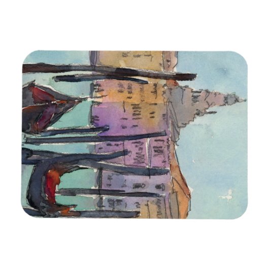 Bestemmingen | Twee Gondolas in Venice Sketch Magneet (Horizontaal)