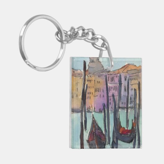 Bestemmingen | Twee Gondolas in Venice Sketch Sleutelhanger (Voorkant Links)