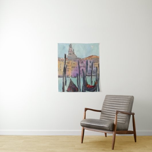 Bestemmingen | Twee Gondolas in Venice Sketch Wandkleed (In situ)