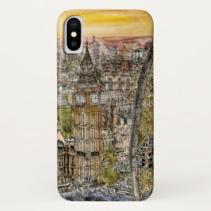 Bestemmingen   Waterverf Big Ben & London Eye iPhone X Hoesje