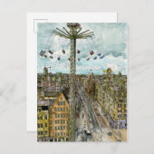 Bestemmingen | Waterverf Europese Swing Ride Briefkaart (Voorkant / Achterkant)