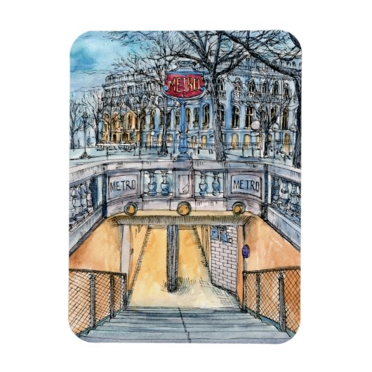 Bestemmingen | Waterverf  metro-ingang Magneet (Verticaal)