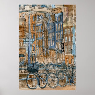 Bestemmingen   Waterverf New York City Uitzicht Poster