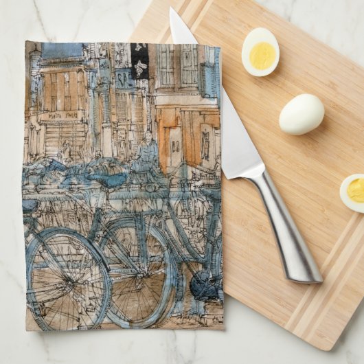 Bestemmingen | Waterverf New York City Uitzicht Theedoek (Quarter Fold)