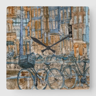 Bestemmingen   Waterverf New York City Uitzicht Vierkante Klok