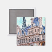 Bestemmingen | Waterverf Rustic Hotel de Ville Magneet (Voorkant / Achterkant)