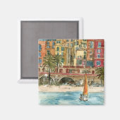 Bestemmingen | Waterverf strand en gebouwen Magneet (Voorkant / Achterkant)