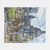 Bestemmingen | Waterverf Thames Waterfront Fleece Deken (Voorkant (Horizontaal))