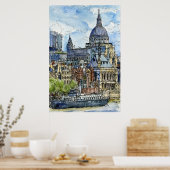Bestemmingen | Waterverf Thames Waterfront Poster (Keuken)