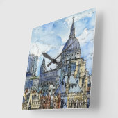 Bestemmingen | Waterverf Thames Waterfront Vierkante Klok (Hoek)