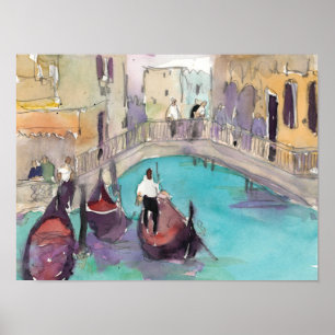 Bestemmingen Waterverf Venice Gondola Ride Poster
