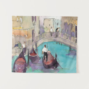 Bestemmingen Waterverf Venice Gondola Ride Wandkleed