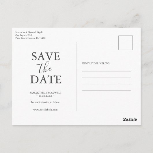 Bestemmingsbruiloft Bewaar de datum Briefkaarten (Achterkant)