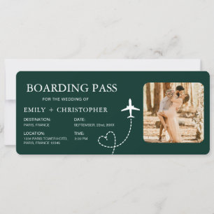 Bestemmingsbruiloft Instapkaart Vliegticket