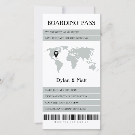 Bestemmingsbruiloft Sage Elektronische instapkaart Save The Date (Voorkant)