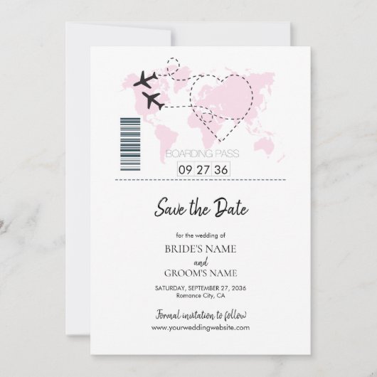 Bestemmingsinstortingsweddenschap opslaan datum save the date (Voorkant)