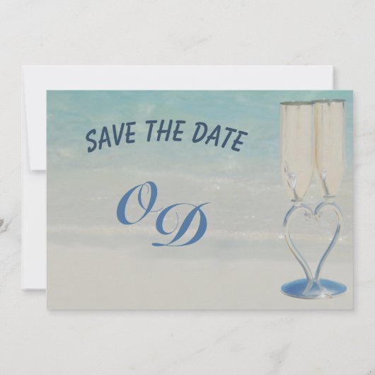 Bestemmingsstrandelegant bruiloft behalve de datum save the date (Achterkant)