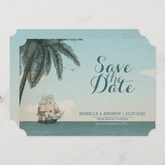 Bestemmingsweddenschap Sla de datum op Save The Date (Voorkant / Achterkant)