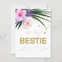 Bestie Kaart met bloemen en gouden accenten