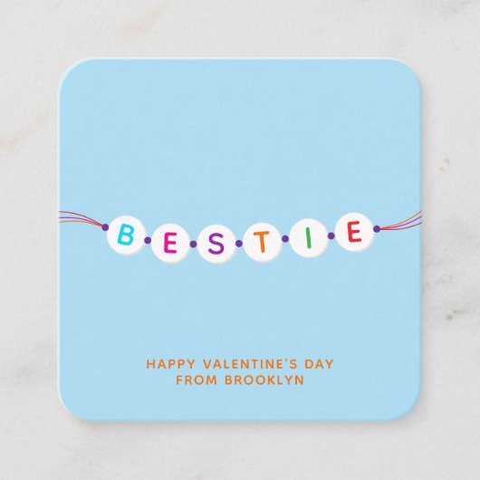 Bestie leuke vriendschapsarmband blauw Valentijns Informatiekaartje (Voorkant)