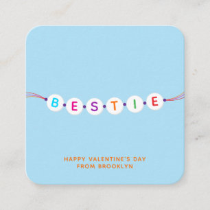 Bestie leuke vriendschapsarmband blauw Valentijns Informatiekaartje